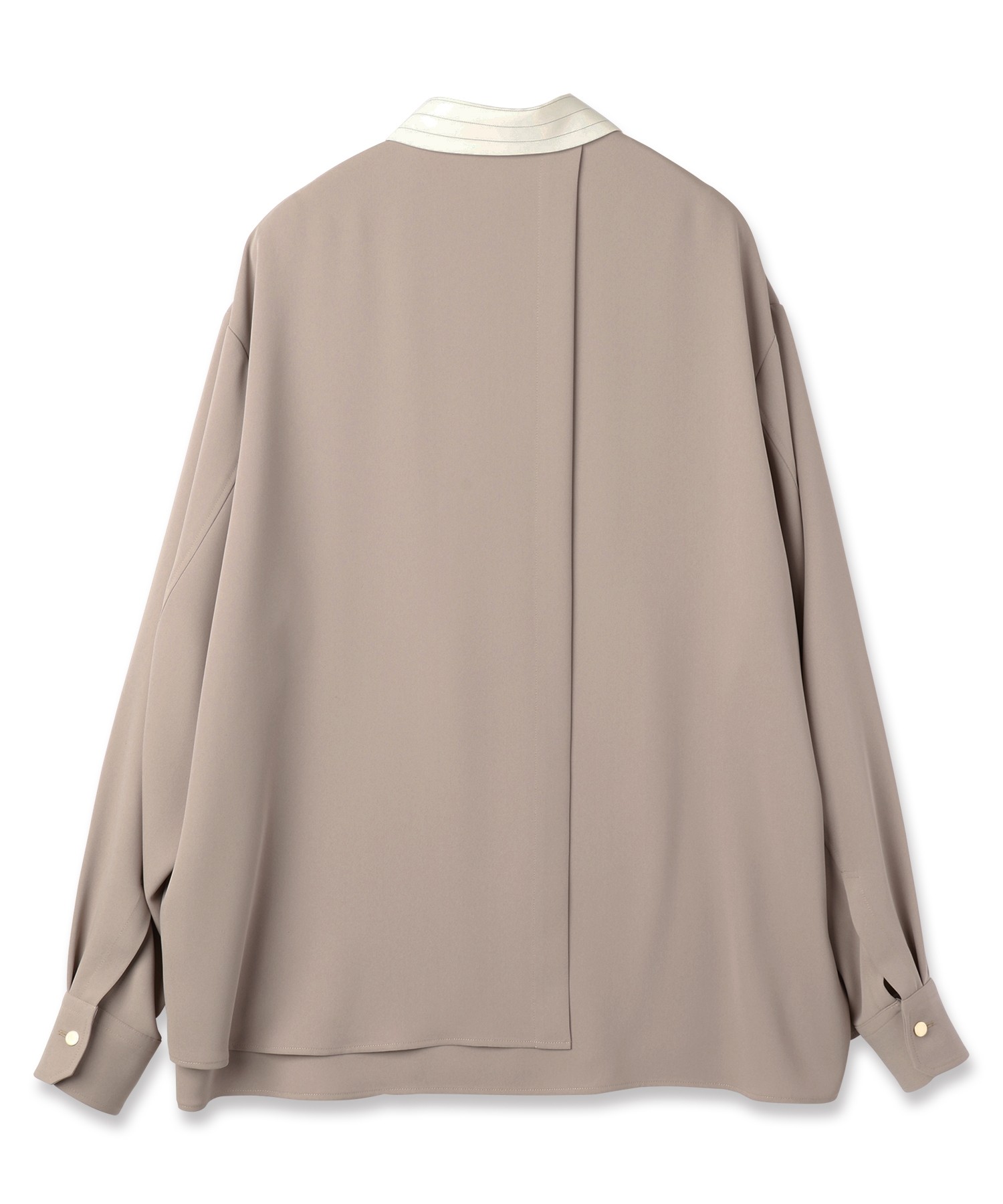 Stripe Collar Double Cloth Asymmetrical Layered Shirt