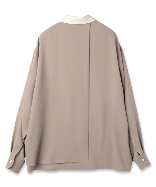 Stripe Collar Double Cloth Asymmetrical Layered Shirt