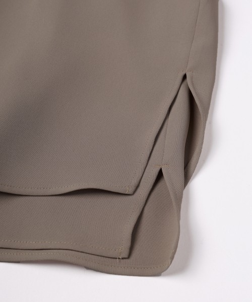 Stripe Collar Double Cloth Asymmetrical Layered Shirt