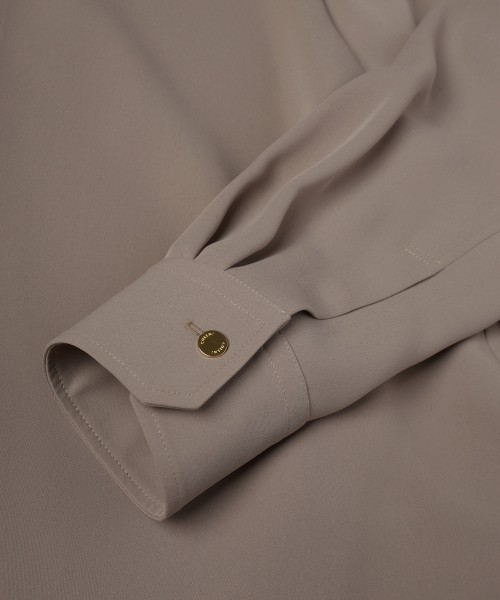 Stripe Collar Double Cloth Asymmetrical Layered Shirt