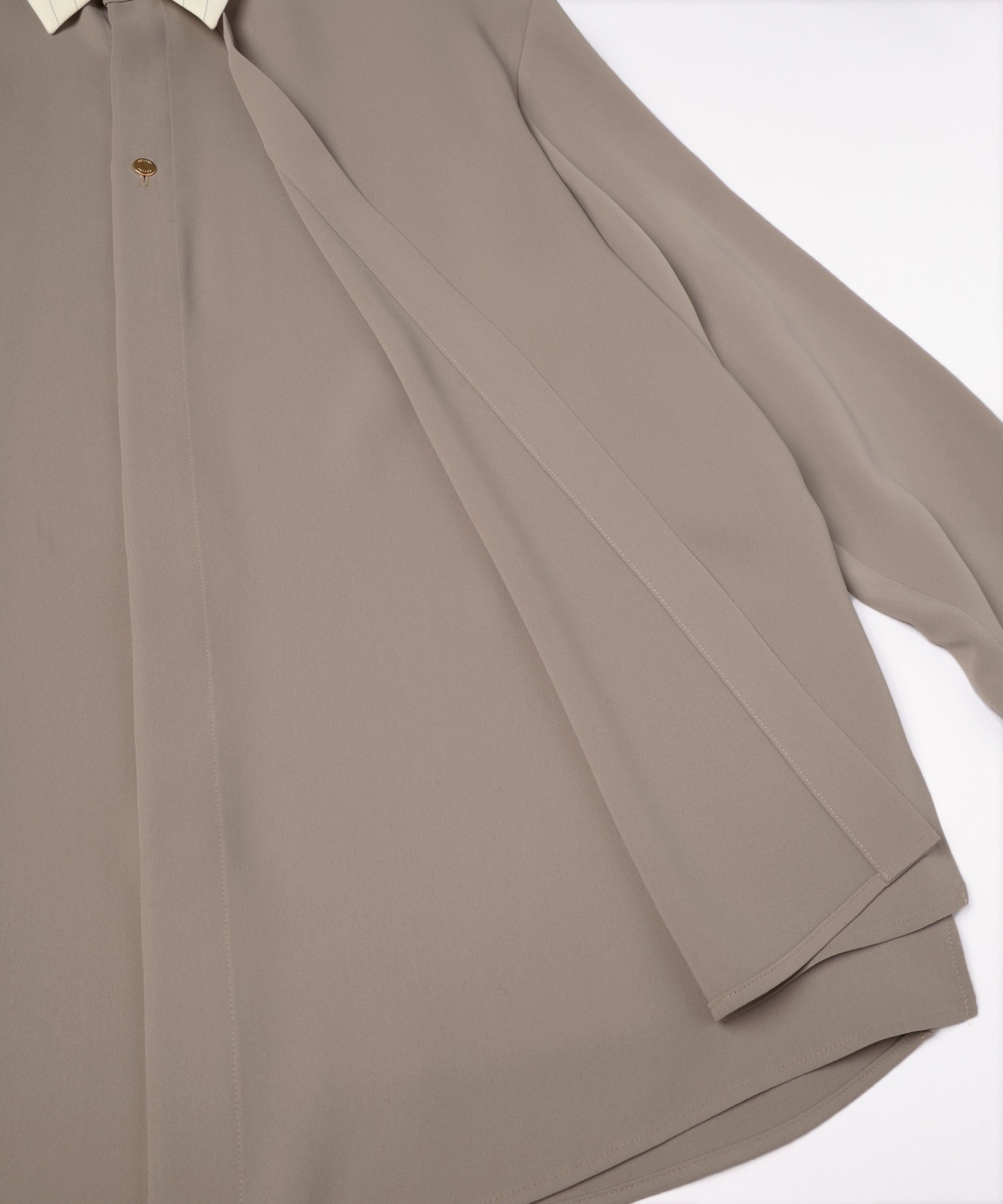 Stripe Collar Double Cloth Asymmetrical Layered Shirt