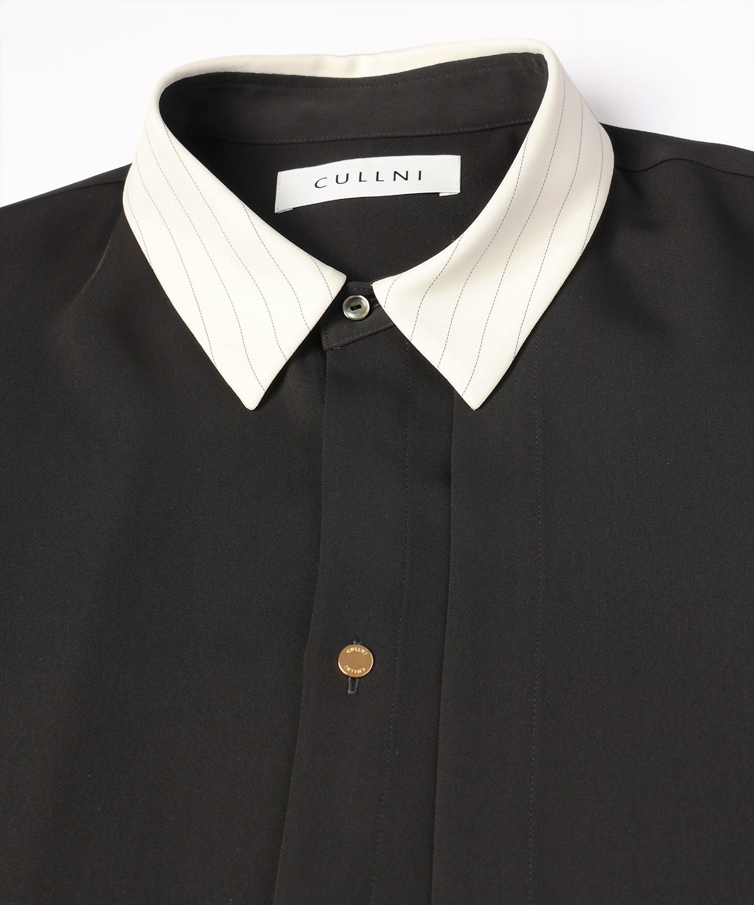 Stripe Collar Double Cloth Asymmetrical Layered Shirt