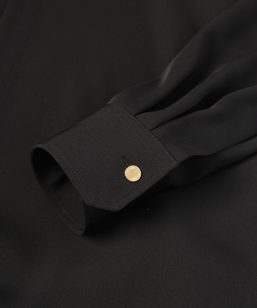 Stripe Collar Double Cloth Asymmetrical Layered Shirt