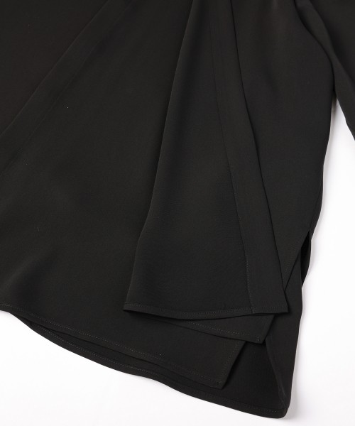 Stripe Collar Double Cloth Asymmetrical Layered Shirt