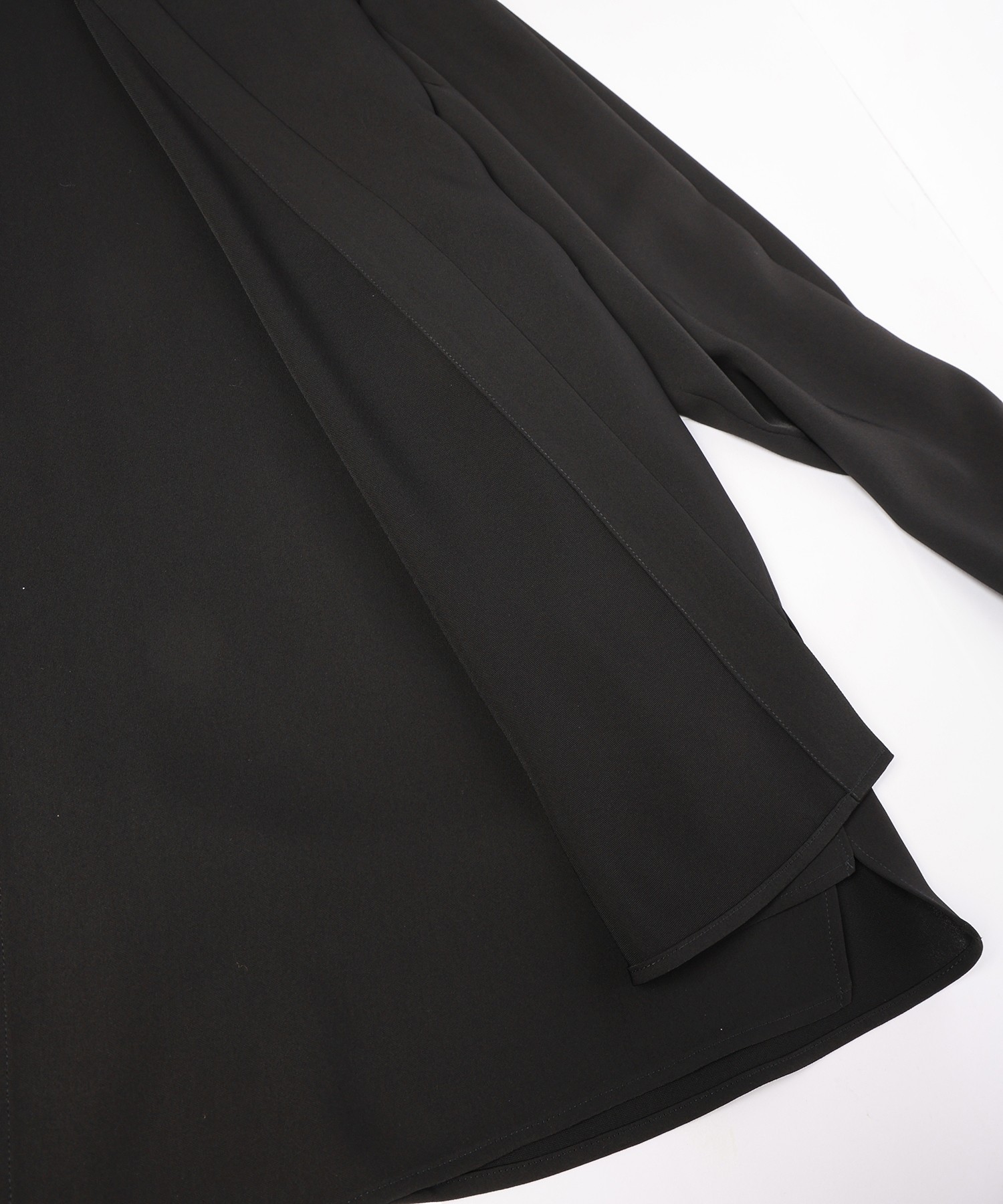 Stripe Collar Double Cloth Asymmetrical Layered Shirt