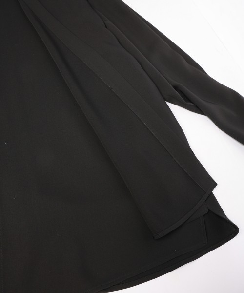 Stripe Collar Double Cloth Asymmetrical Layered Shirt