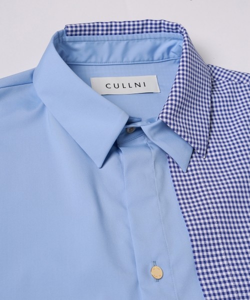 Gingham Check Asymmetrical Layered Shirt