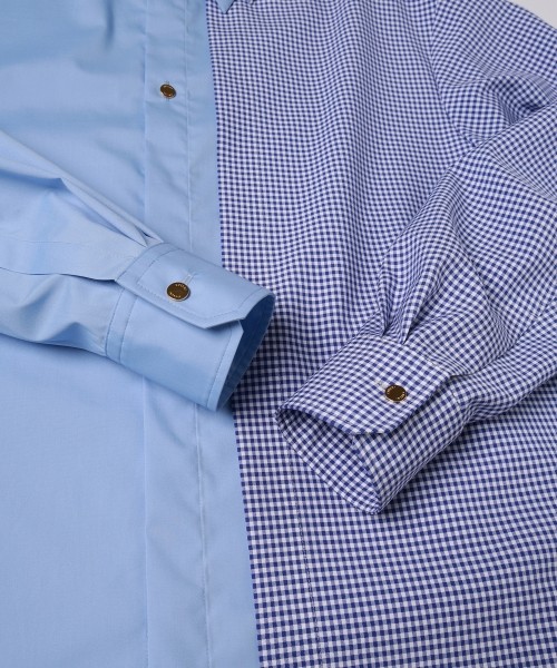 Gingham Check Asymmetrical Layered Shirt