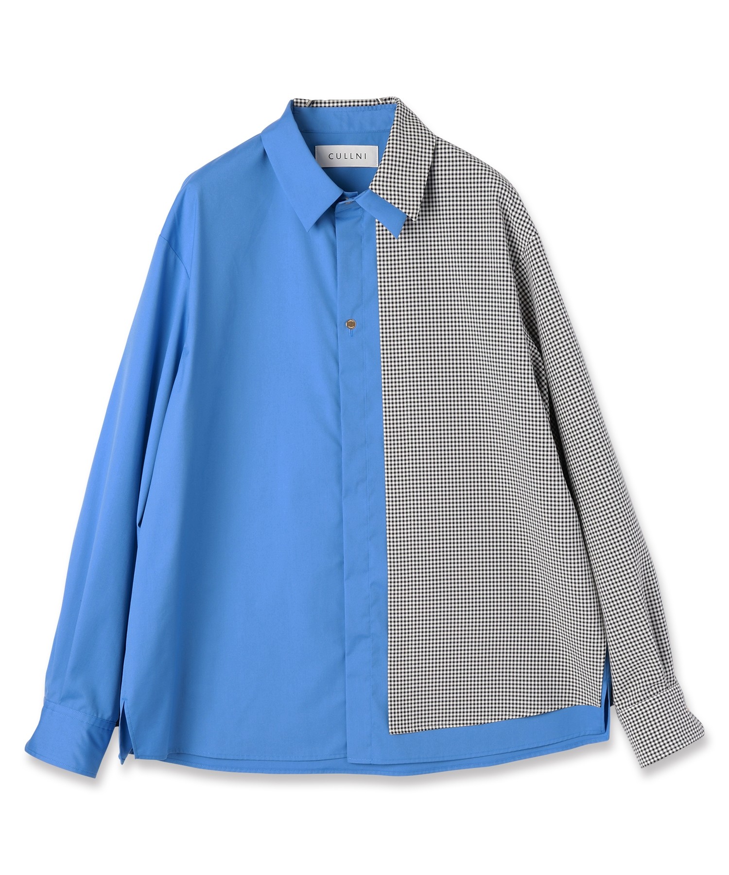 Gingham Check Asymmetrical Layered Shirt