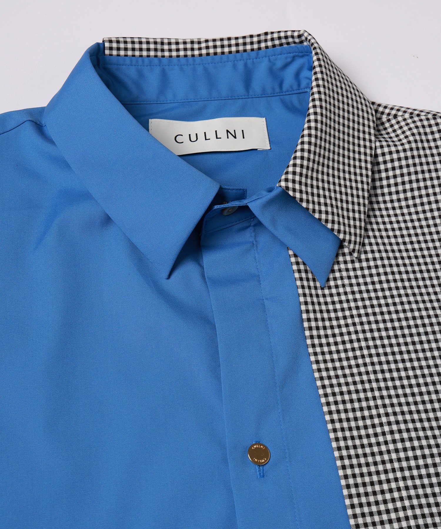 Gingham Check Asymmetrical Layered Shirt