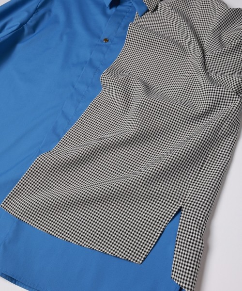 Gingham Check Asymmetrical Layered Shirt