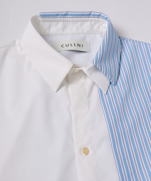 CULLNI ONLINE STORE / Stripe Asymmetrical Layered Shirt