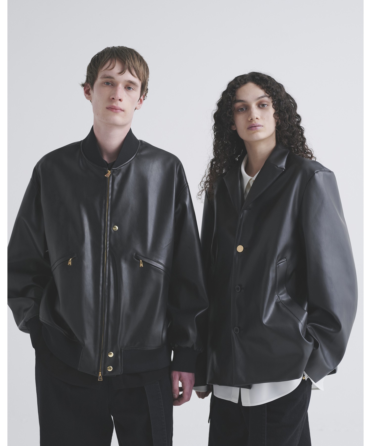 CULLNI ONLINE STORE / Faux Leather Tailored Short Coat
