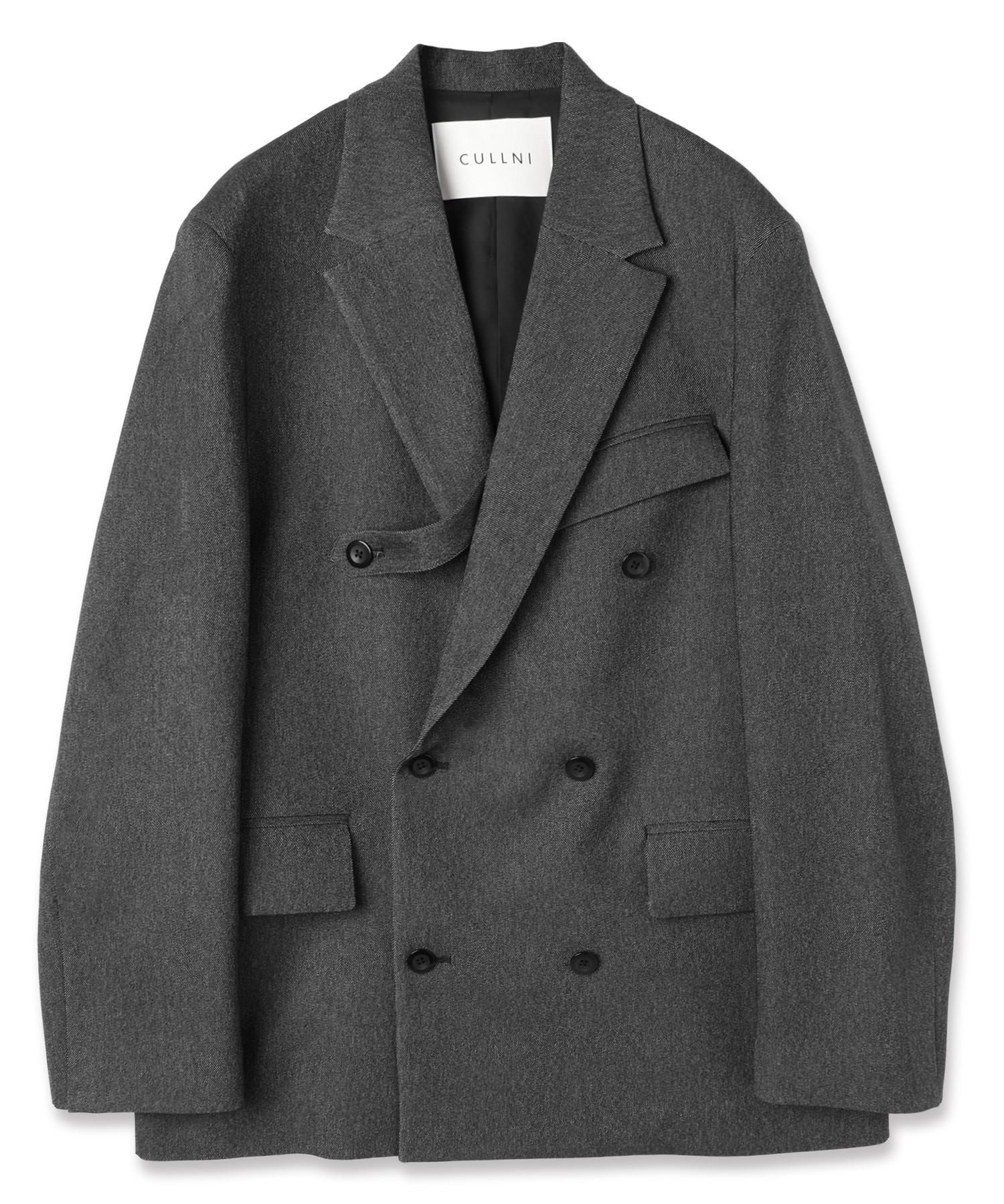 Faux Denim Slant Belt Tailored Jacket