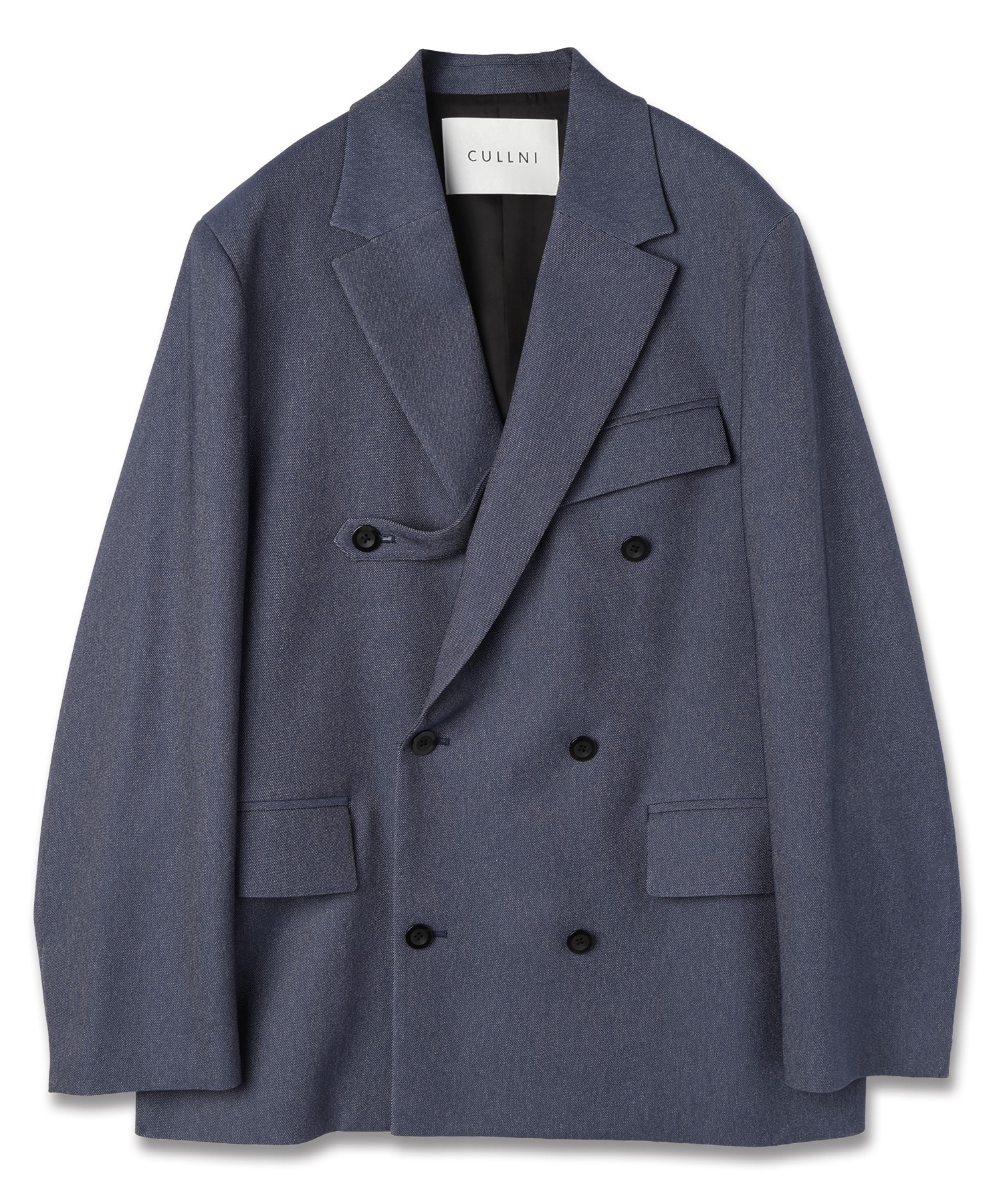 Faux Denim Slant Belt Tailored Jacket