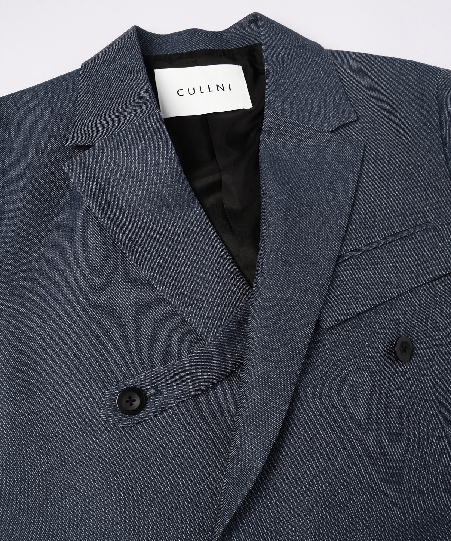 Faux Denim Slant Belt Tailored Jacket