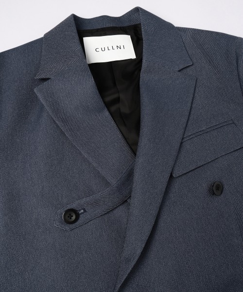 Faux Denim Slant Belt Tailored Jacket