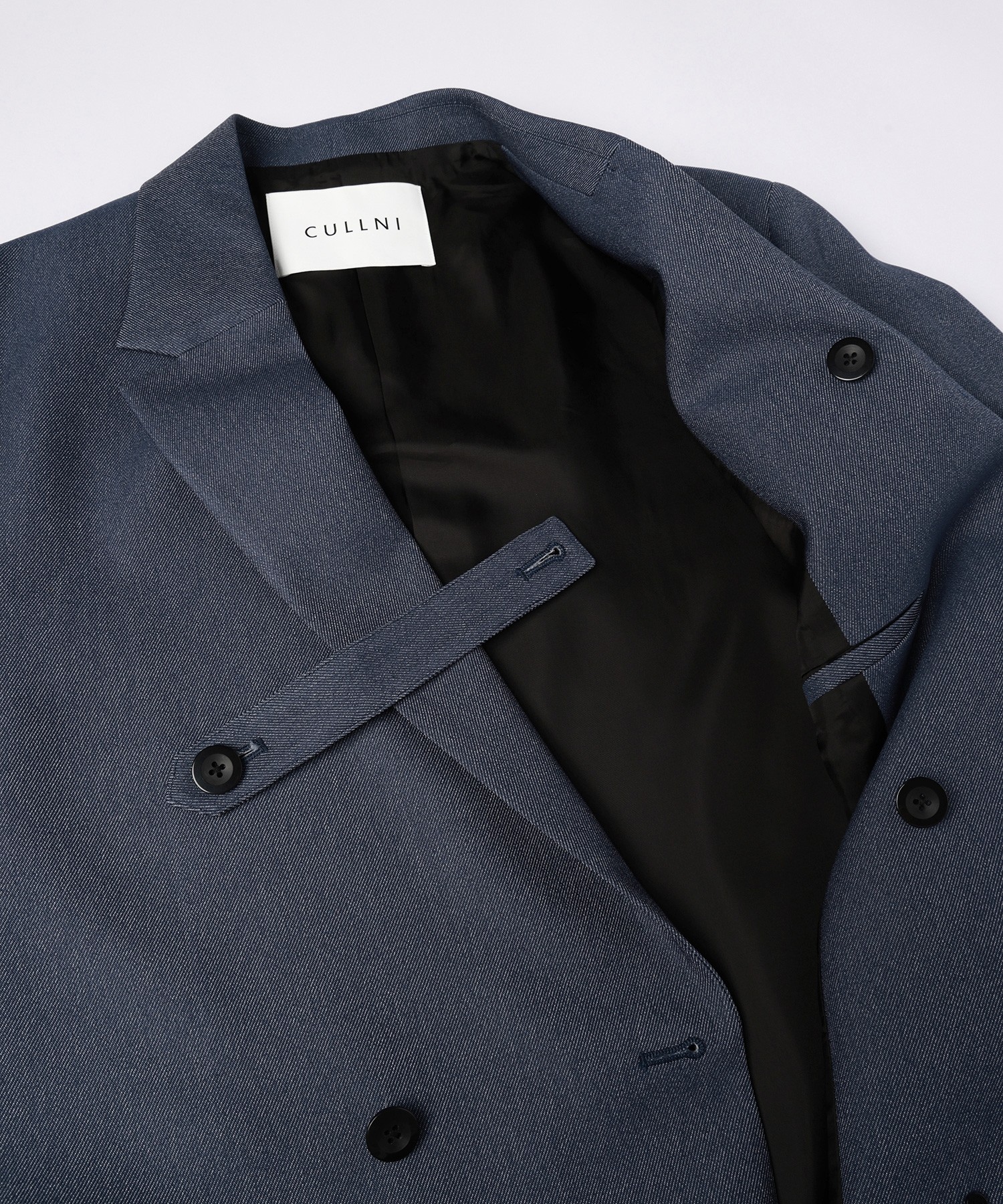 Faux Denim Slant Belt Tailored Jacket