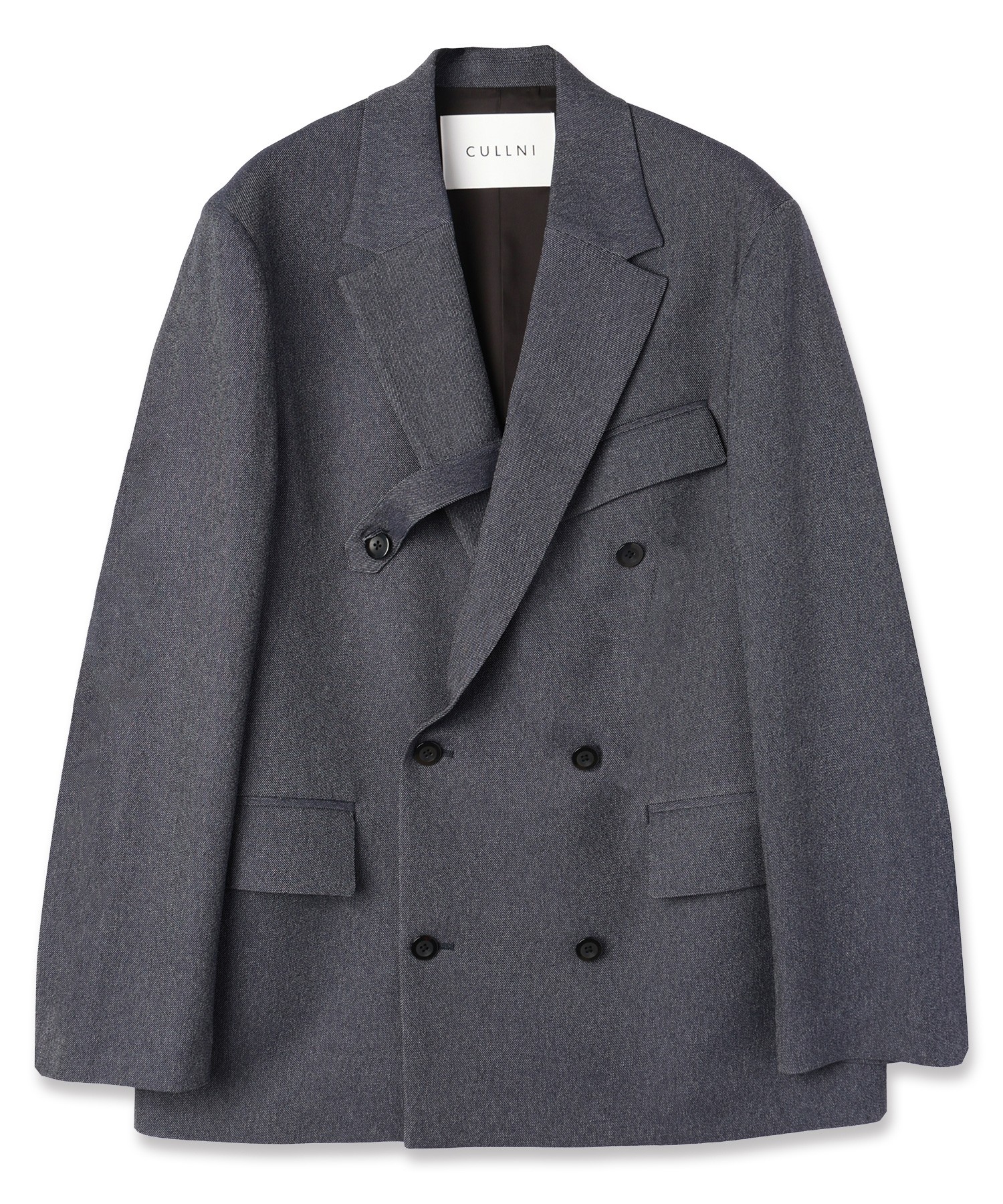 Faux Denim Slant Belt Tailored Jacket