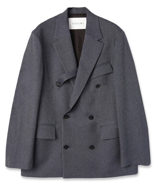 Faux Denim Slant Belt Tailored Jacket