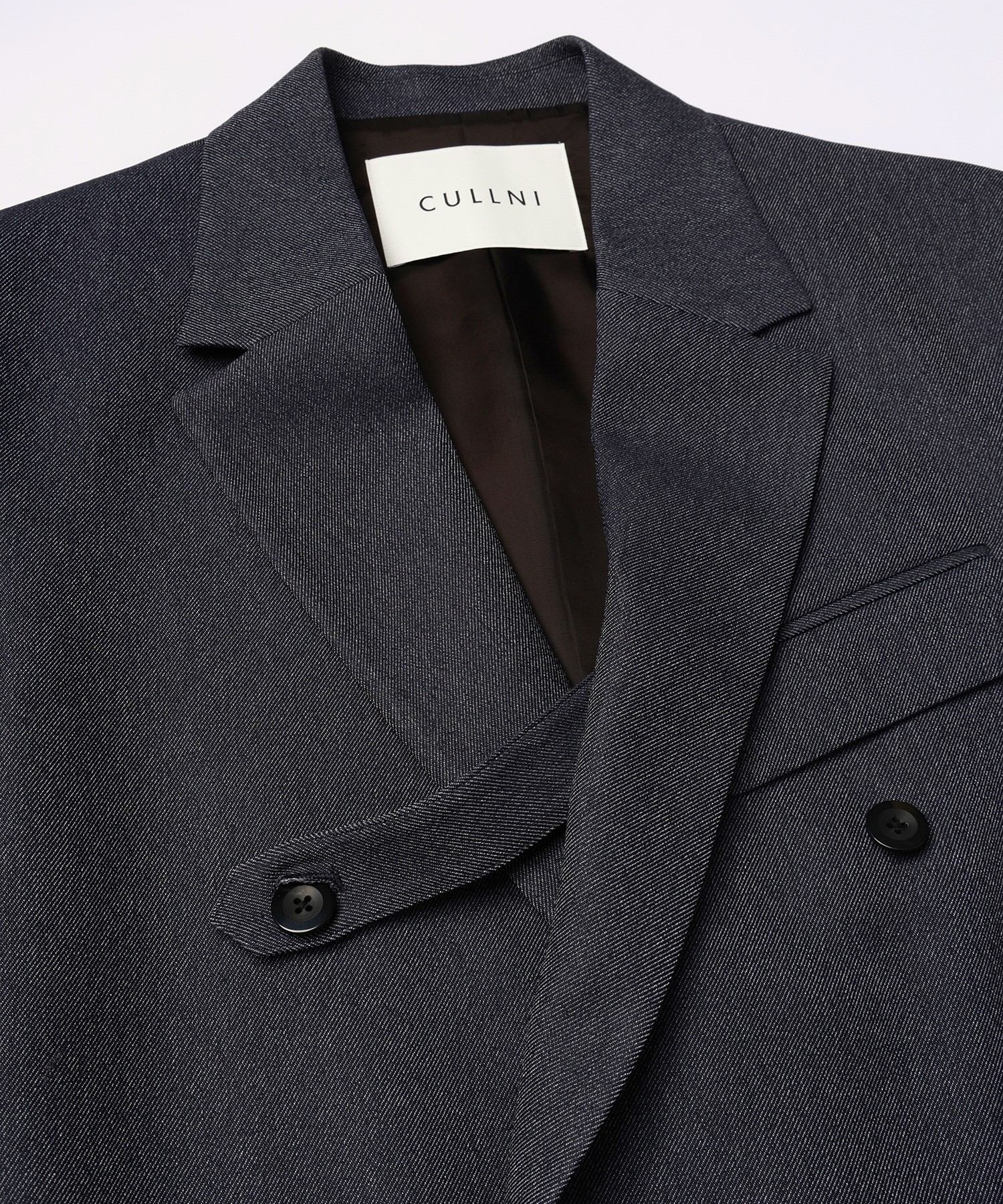 Faux Denim Slant Belt Tailored Jacket