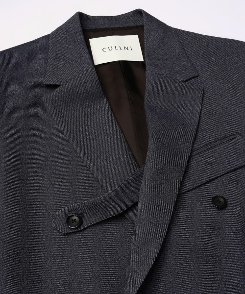 CULLNI ONLINE STORE / Faux Denim Slant Belt Tailored Jacket