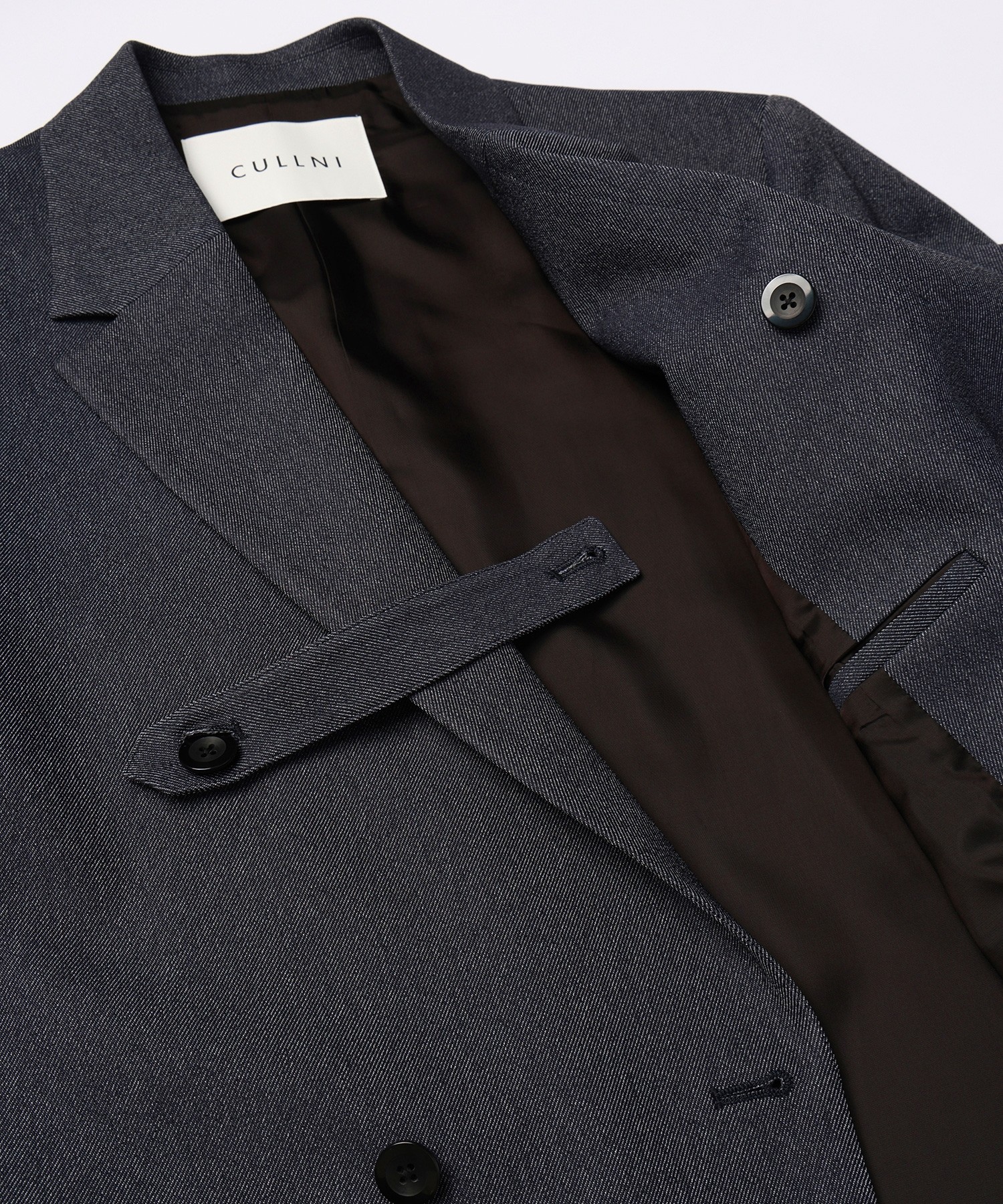 Faux Denim Slant Belt Tailored Jacket