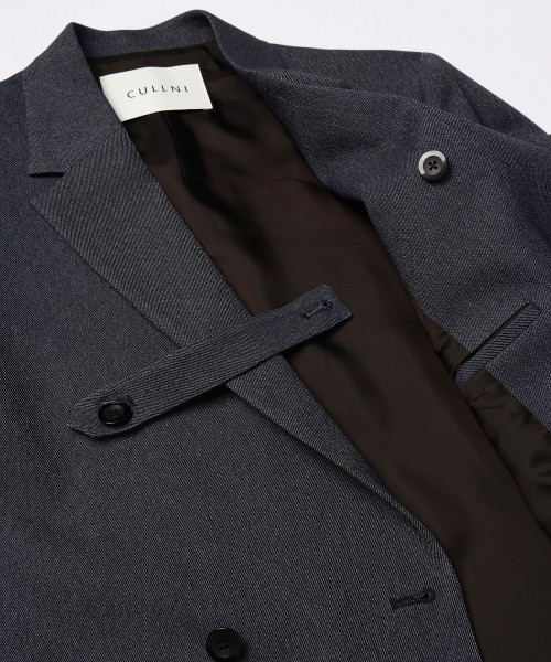 Faux Denim Slant Belt Tailored Jacket