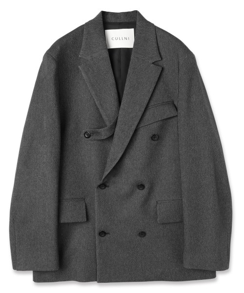 Faux Denim Slant Belt Tailored Jacket