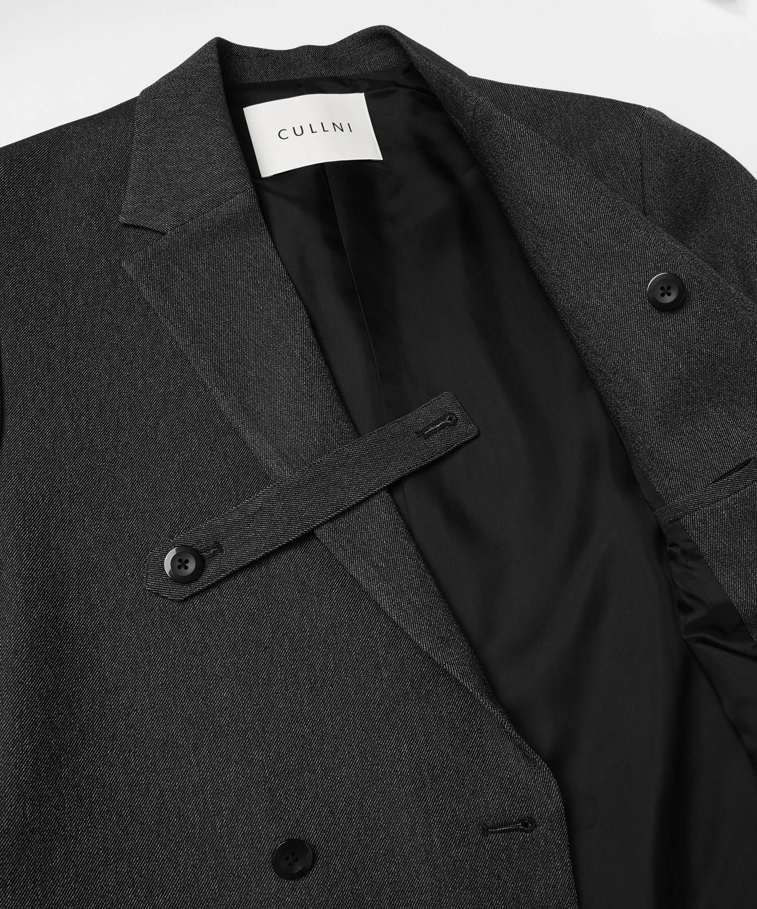 Faux Denim Slant Belt Tailored Jacket