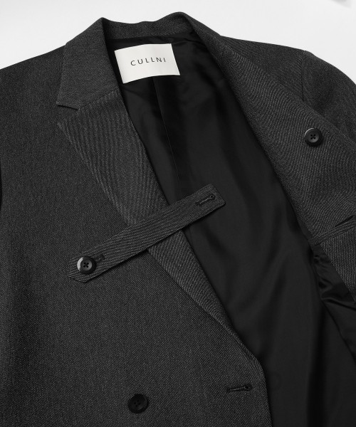 Faux Denim Slant Belt Tailored Jacket