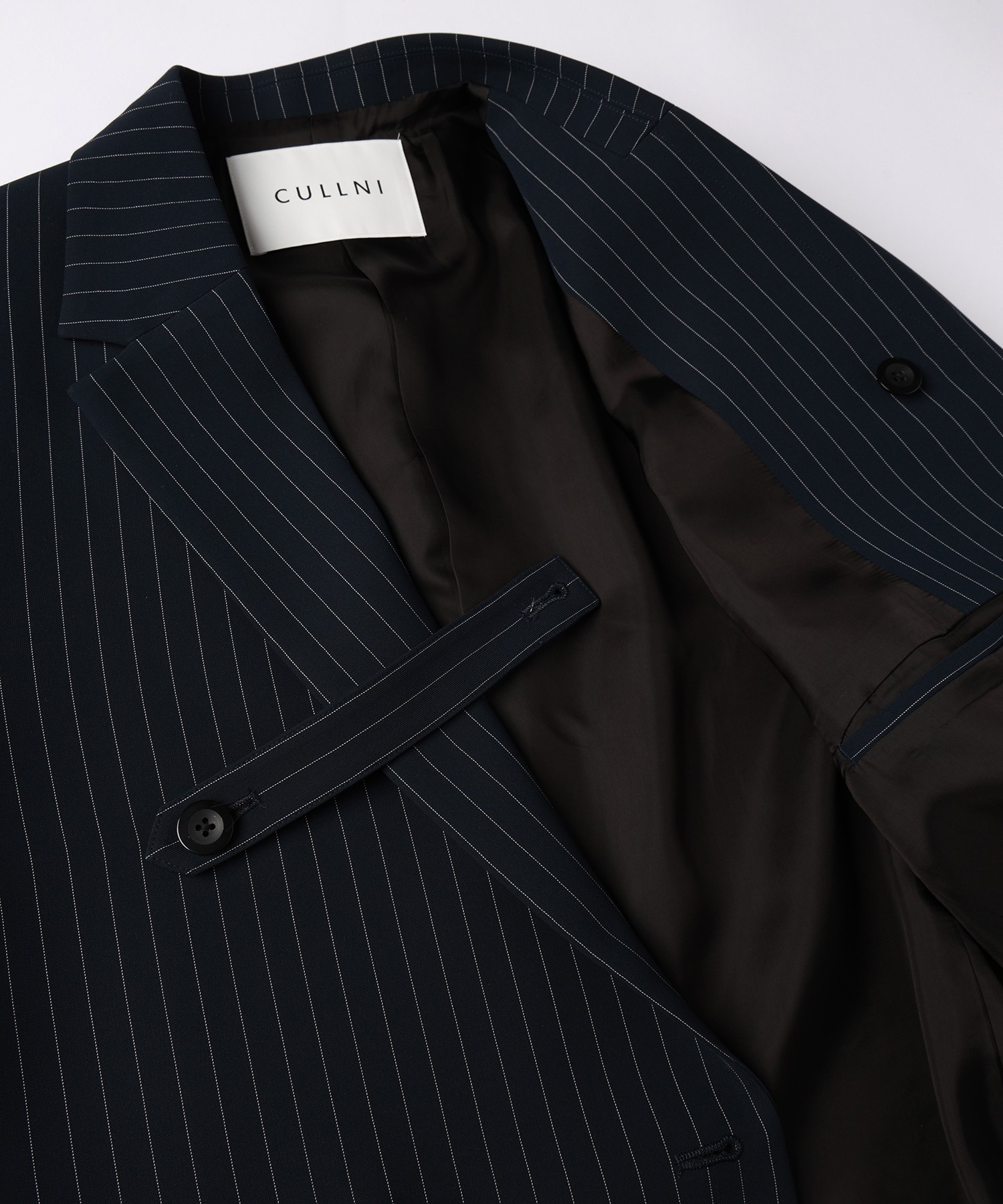 Stripe Double Cloth Slant Belt Tailored Jacket
