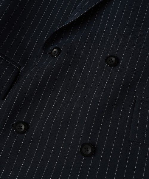 Stripe Double Cloth Slant Belt Tailored Jacket