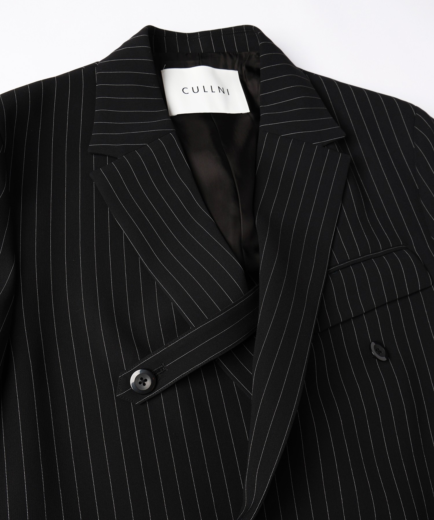 Stripe Double Cloth Slant Belt Tailored Jacket