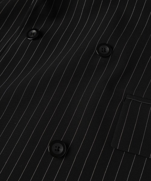 Stripe Double Cloth Slant Belt Tailored Jacket