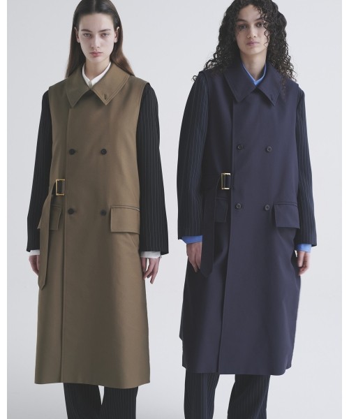 Stripe Double Cloth Slant Belt Tailored Jacket