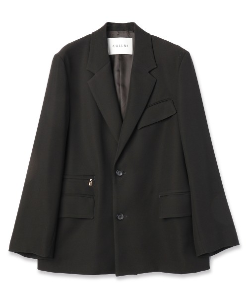 CULLNI Double Satin ZIP Pocketテーラードジャケット Double Satin Zip Pocket Tailored Jacket | CULLNI