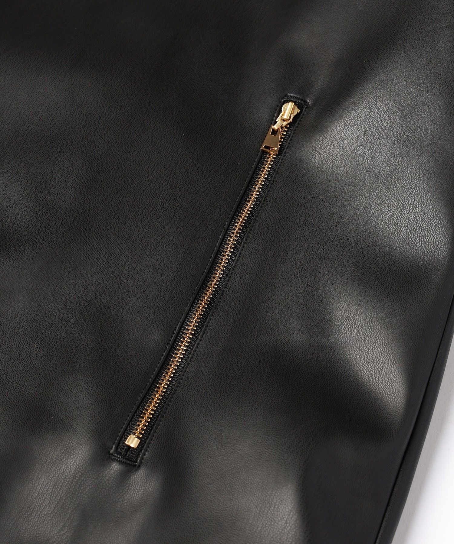 Faux Leather Layerd Collar Zip Up Jacket