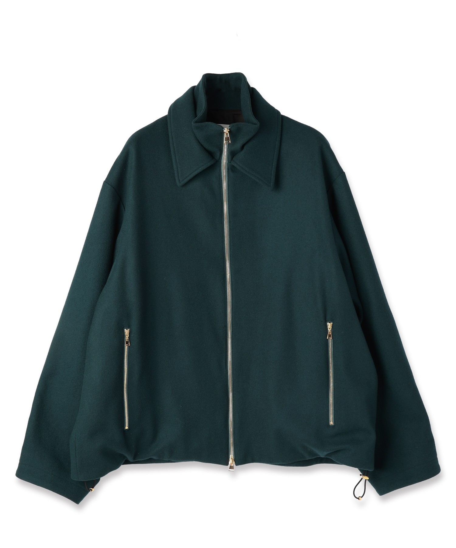 Lamb Wool Melton Double Collar Zip Up Jacket
