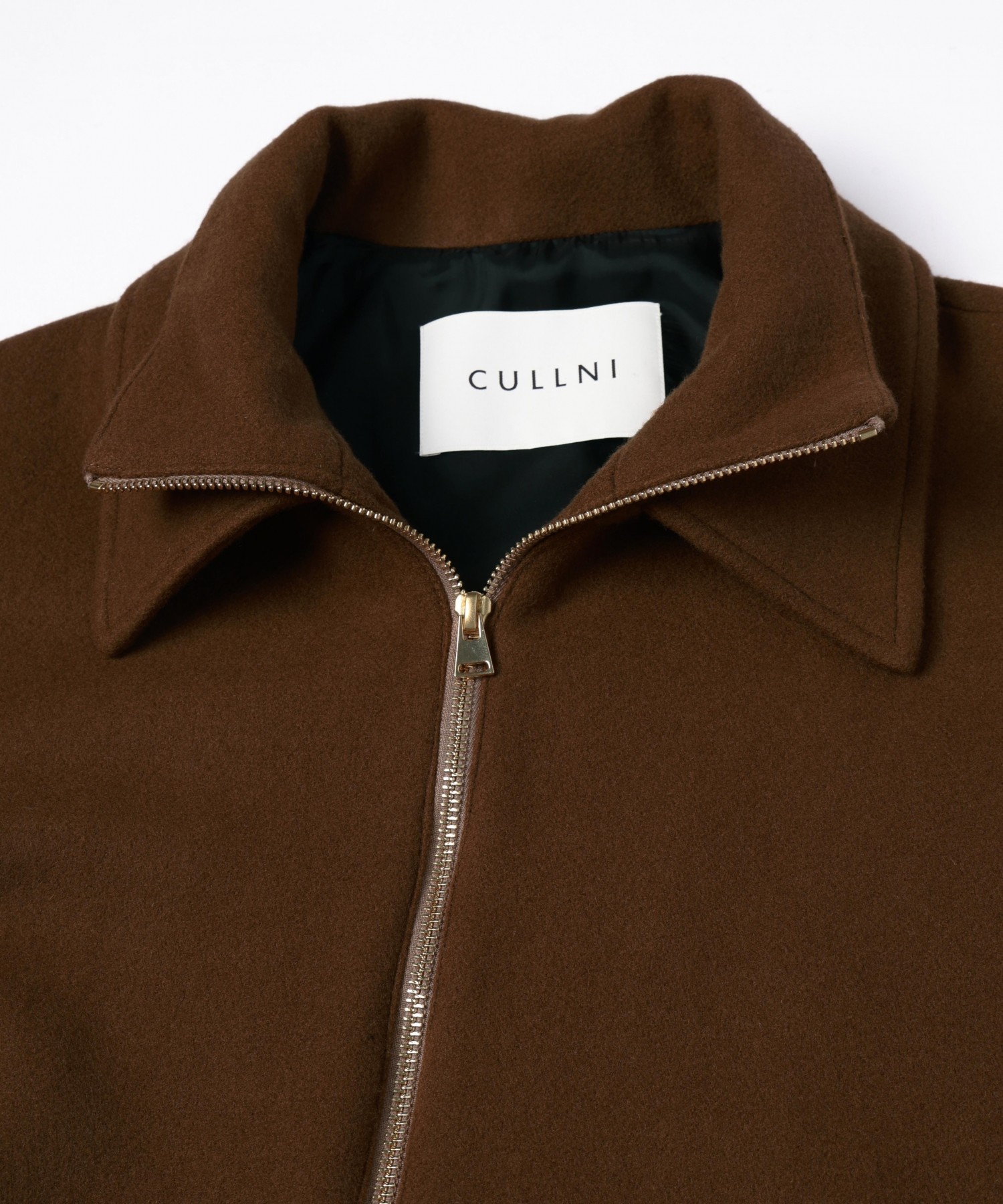 Lamb Wool Melton Double Collar Zip Up Jacket
