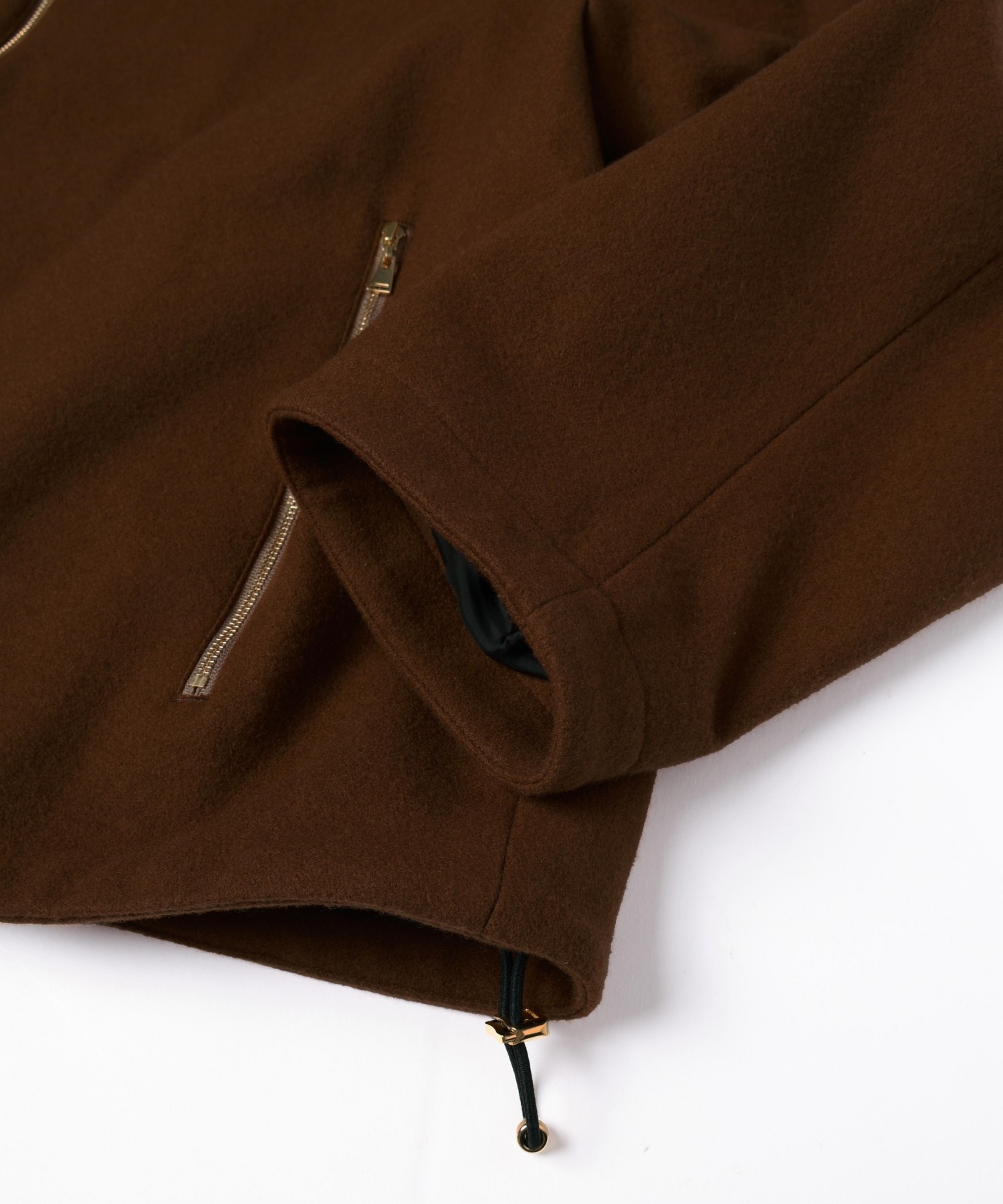 Lamb Wool Melton Double Collar Zip Up Jacket