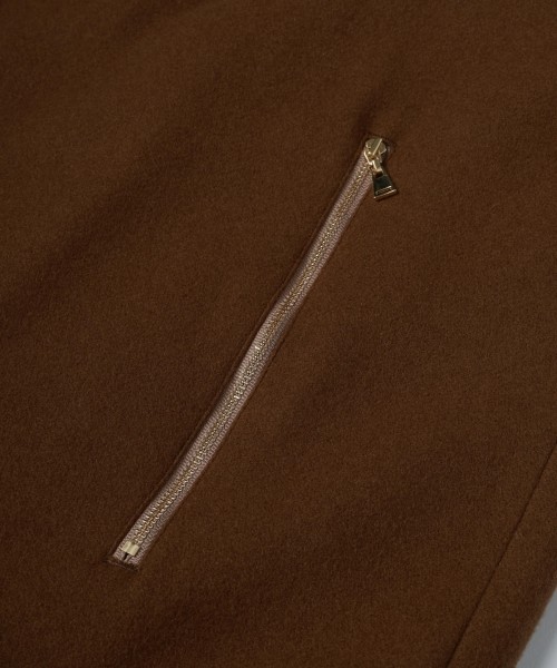 Lamb Wool Melton Double Collar Zip Up Jacket