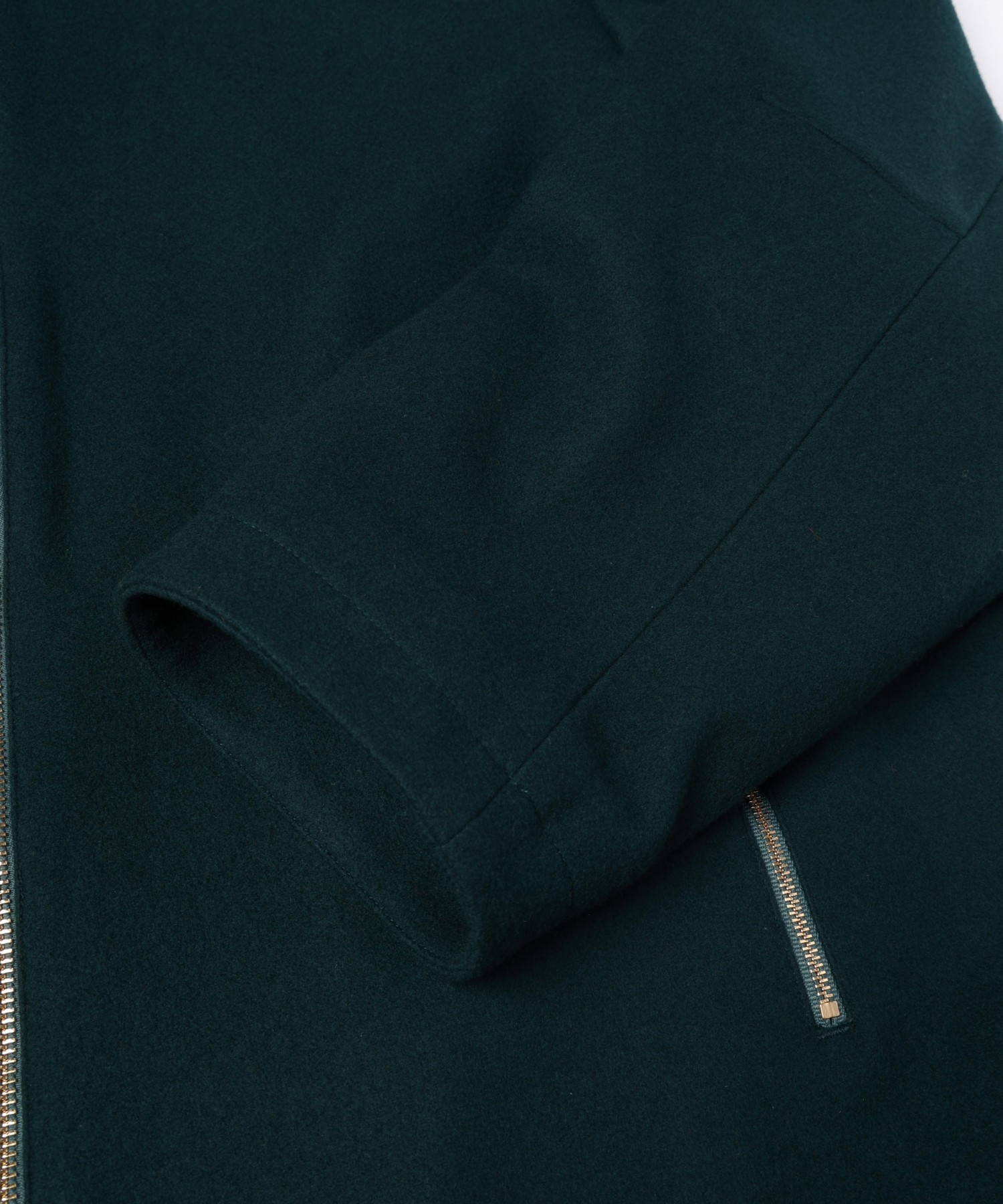 Lamb Wool Melton Double Collar Zip Up Jacket