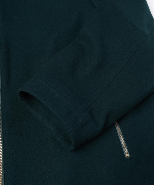 Lamb Wool Melton Double Collar Zip Up Jacket