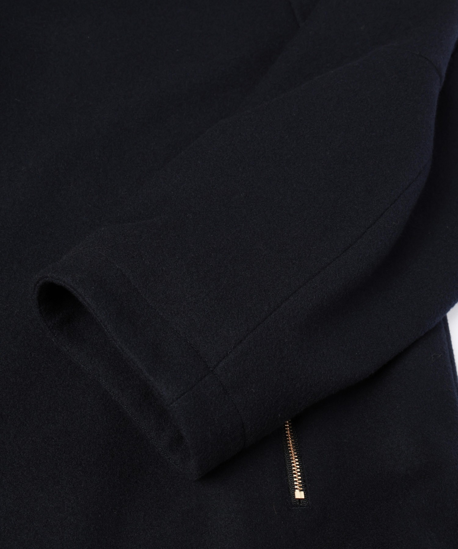 Lamb Wool Melton Double Collar Zip Up Jacket