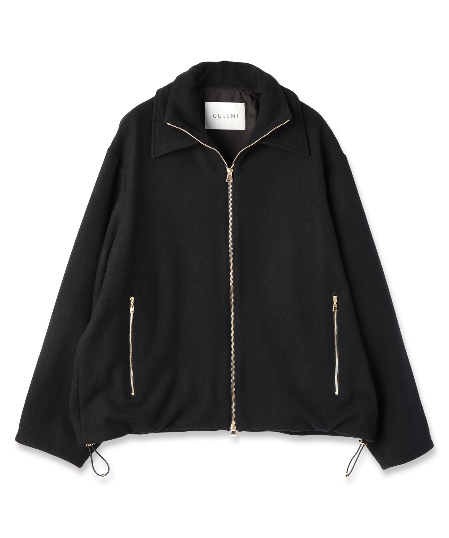 Lamb Wool Melton Double Collar Zip Up Jacket