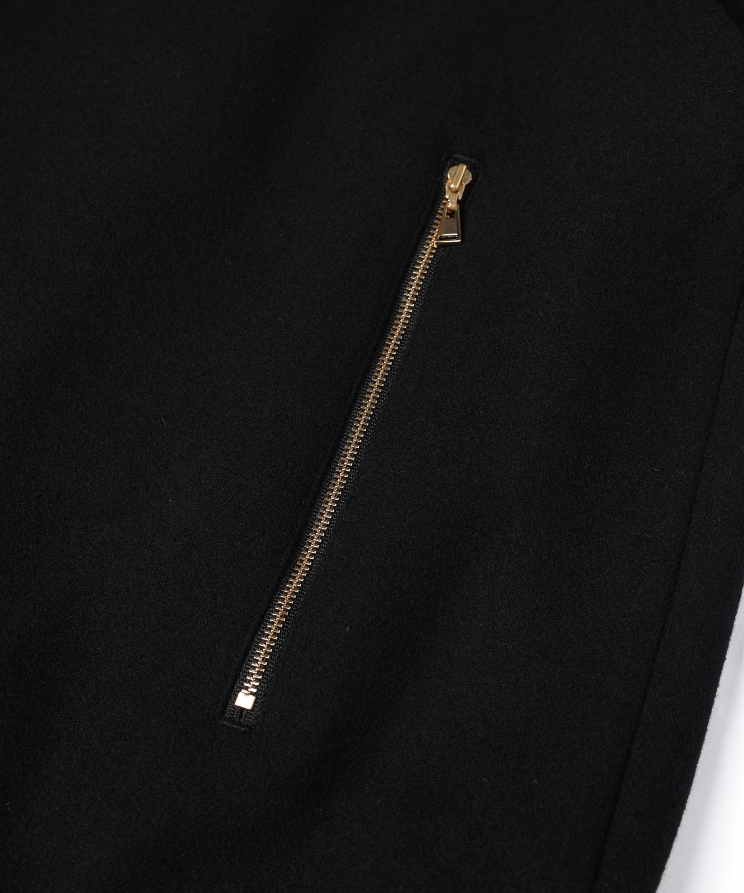 Lamb Wool Melton Double Collar Zip Up Jacket