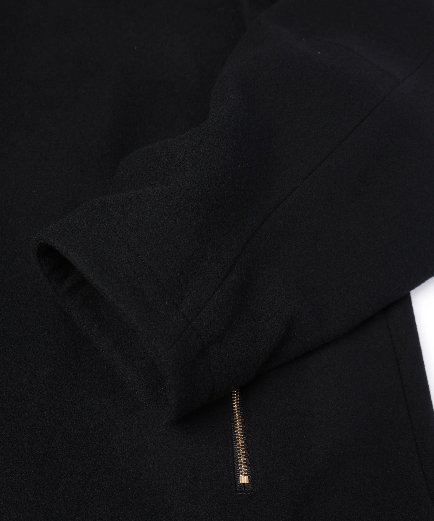 Lamb Wool Melton Double Collar Zip Up Jacket