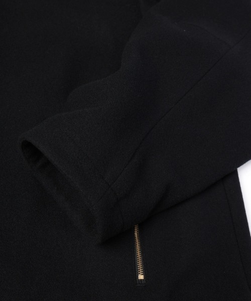 Lamb Wool Melton Double Collar Zip Up Jacket