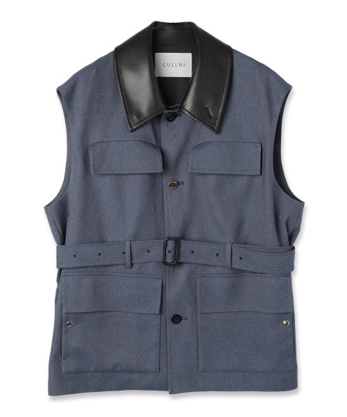 CULLNI ノーカラートレンチジャケット　グリーン　21AW ダブルトレンチコート (7207R244-61) | Savile Row | 紳士服